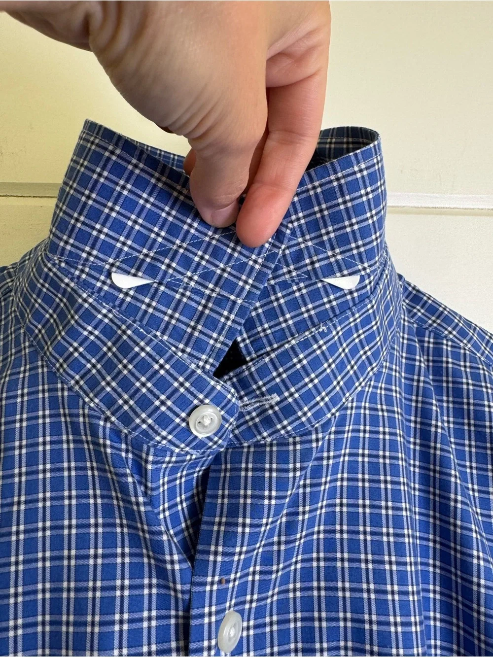 Banana Republic Camden Standard Fit Blue Plaid Non-Iron Shirt L 16-16.5